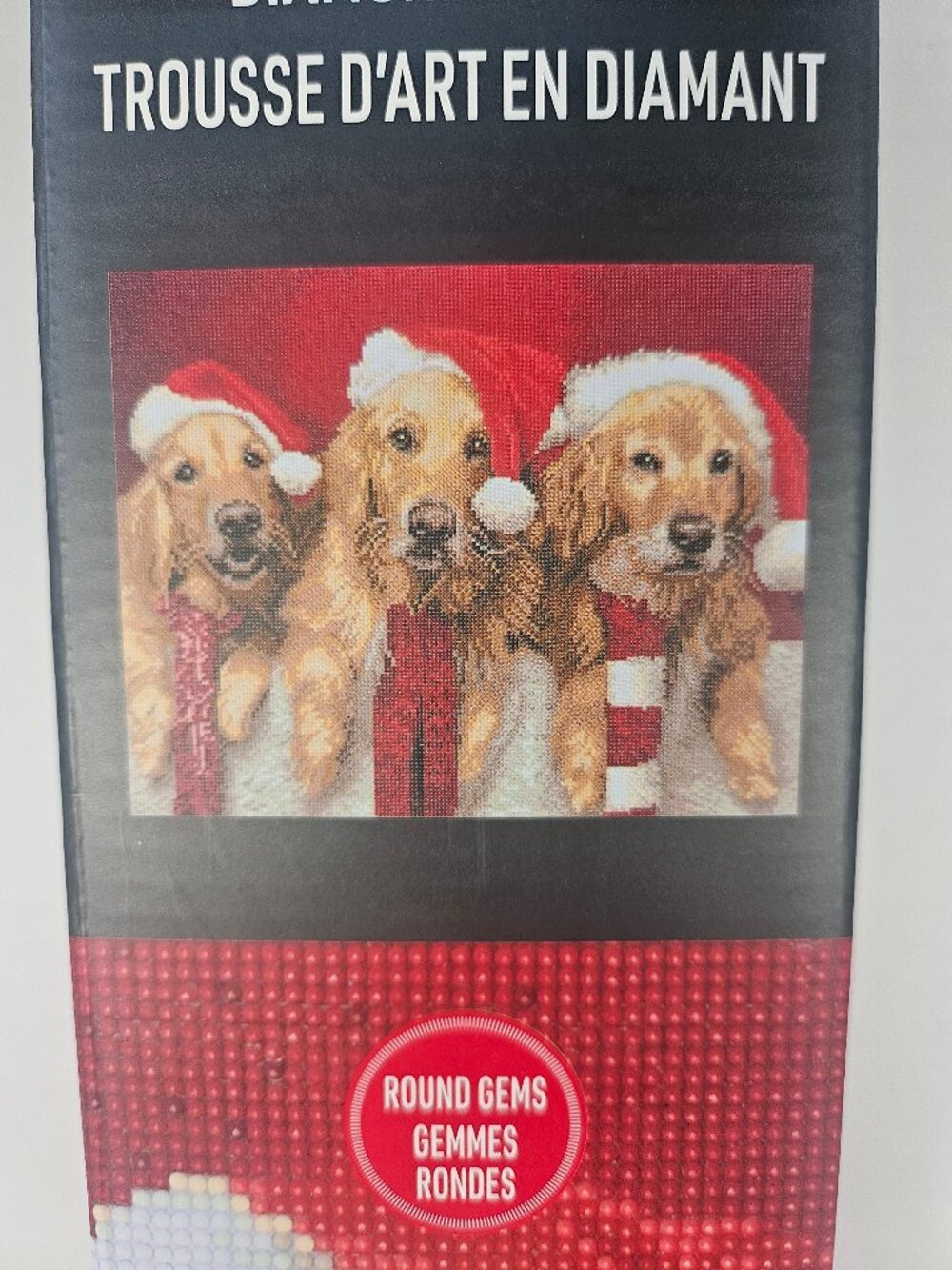 Make Market Christmas Dogs Diamond Art Kit 16" X 20" Holiday Pups In Santa Hats